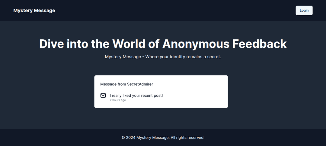 Mystery Message (Anonymous Messaging Application)